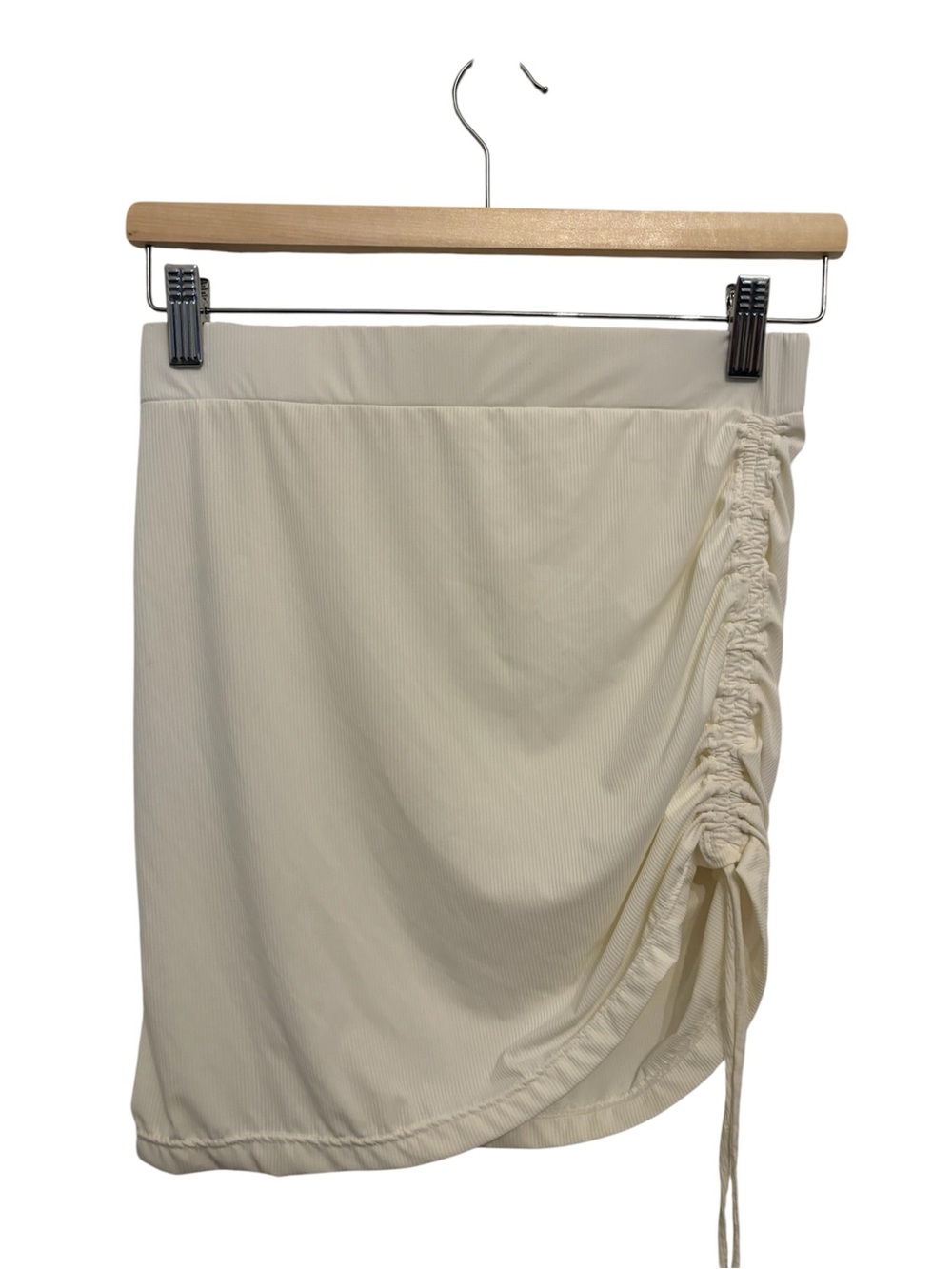 Women's Cream Swim Coverup Skirt with Side Ruching